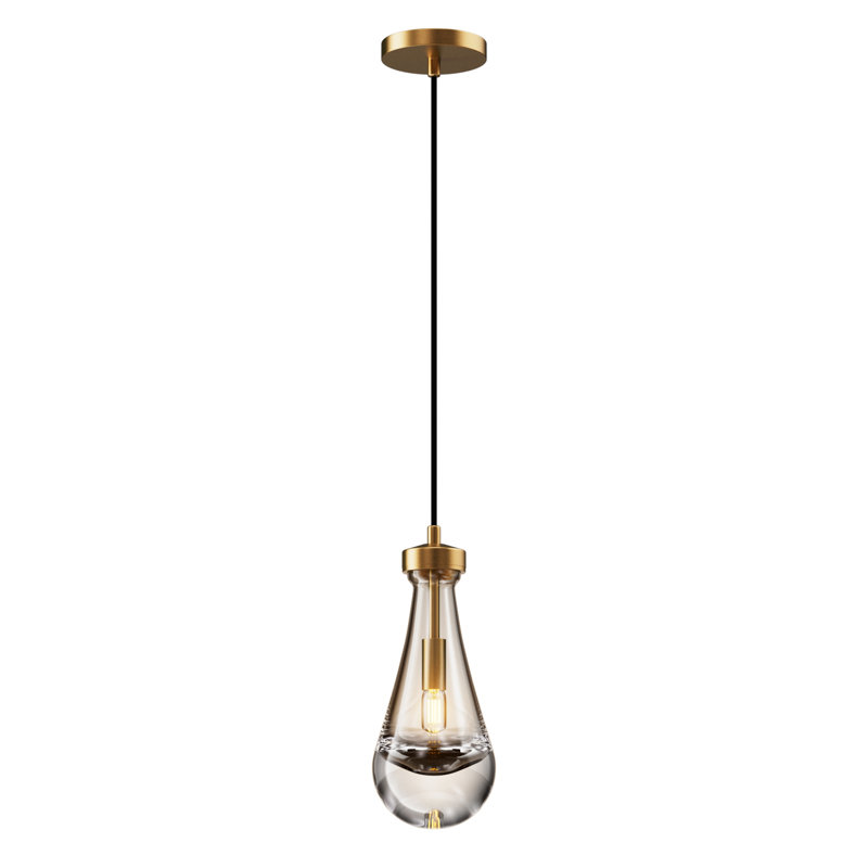 Everly Quinn Raindrop Shape Thick Glass Modern Pendant